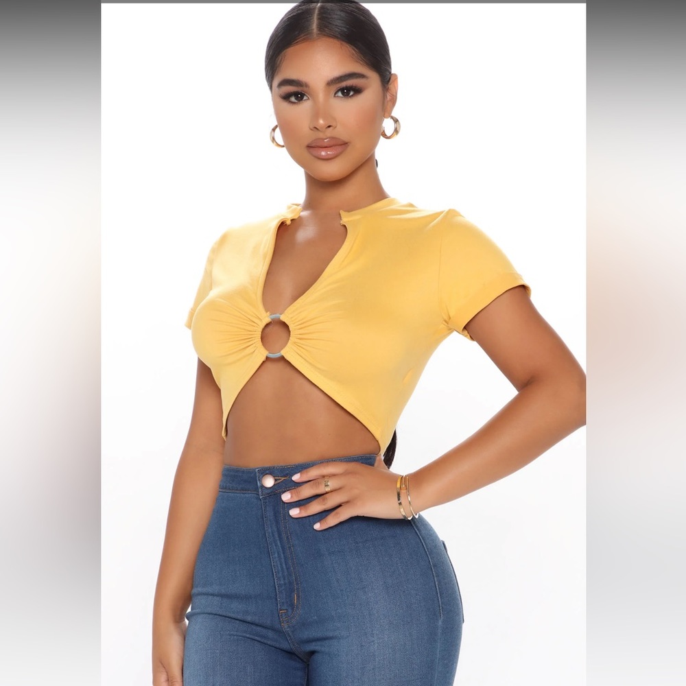 Up til dawn crop top mustard - fashion nova